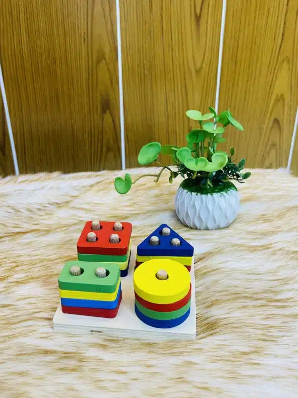 Geometric Four Column Wooden Puzzle Toy