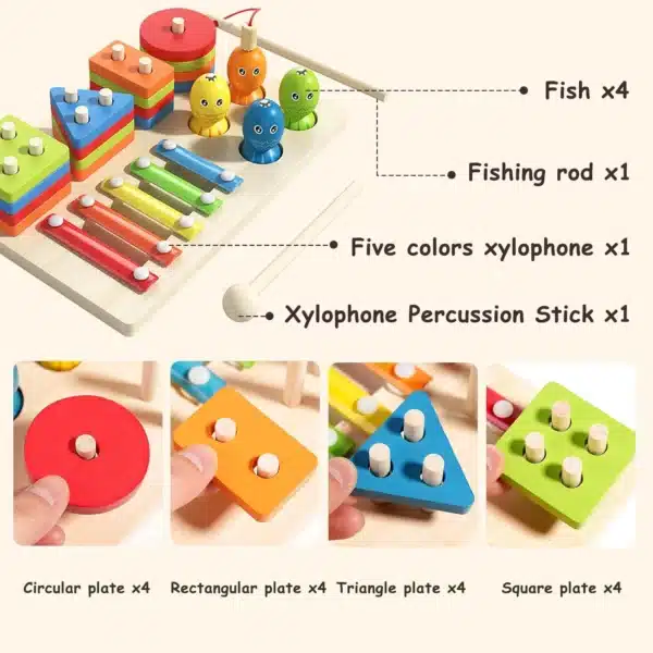 3 In 1 Wooden Puzzle Toy - Image 2