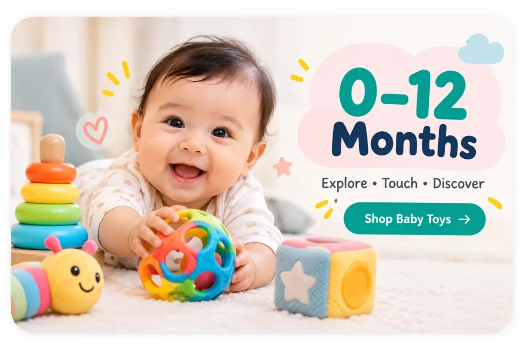 0-12 Months: baby toys to explore, touch and discover