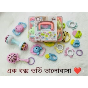 18pcs Baby Rattle and Teether Set pink box