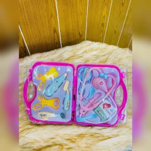 Kids doctor play set in a pink carry case with stethoscope and tools