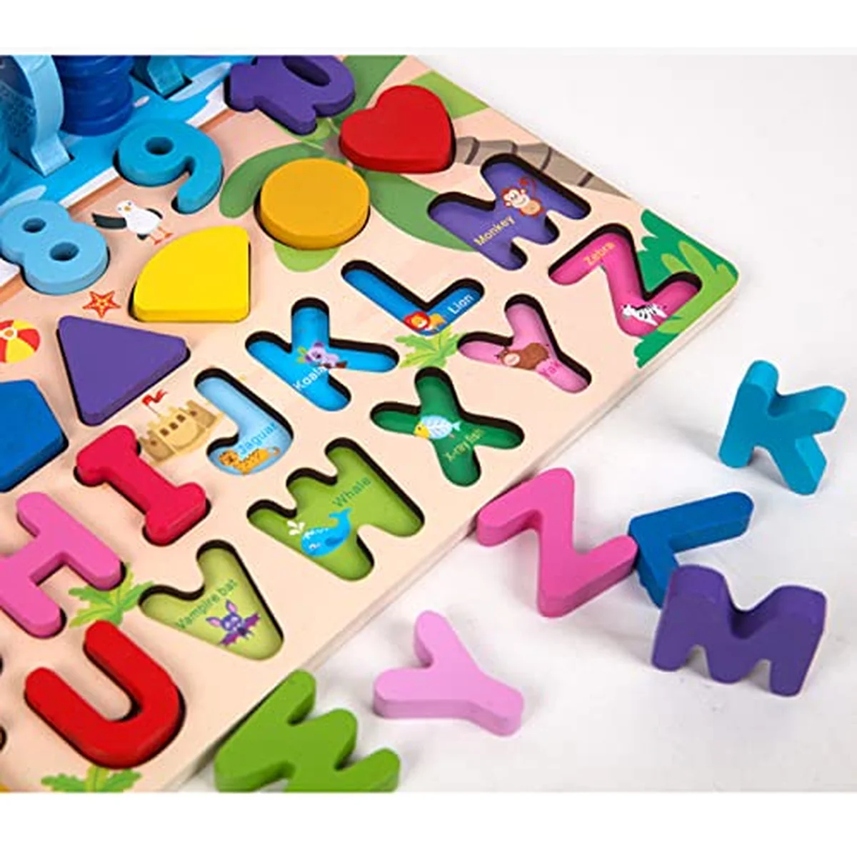 Learning Board alphabet letters closeup