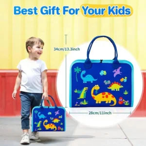 Montessori Busy Book dinosaur cover with handle