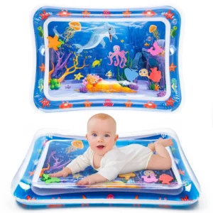 Baby tummy time water play mat with floating sea creatures