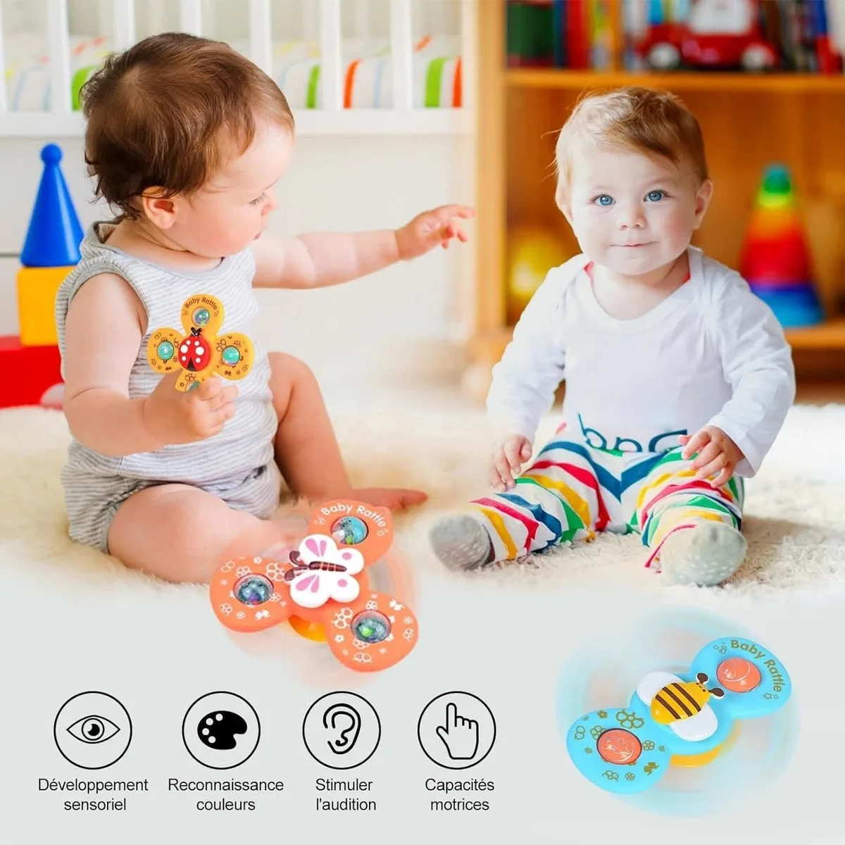 Suction Spinner Rattle Toy with babies