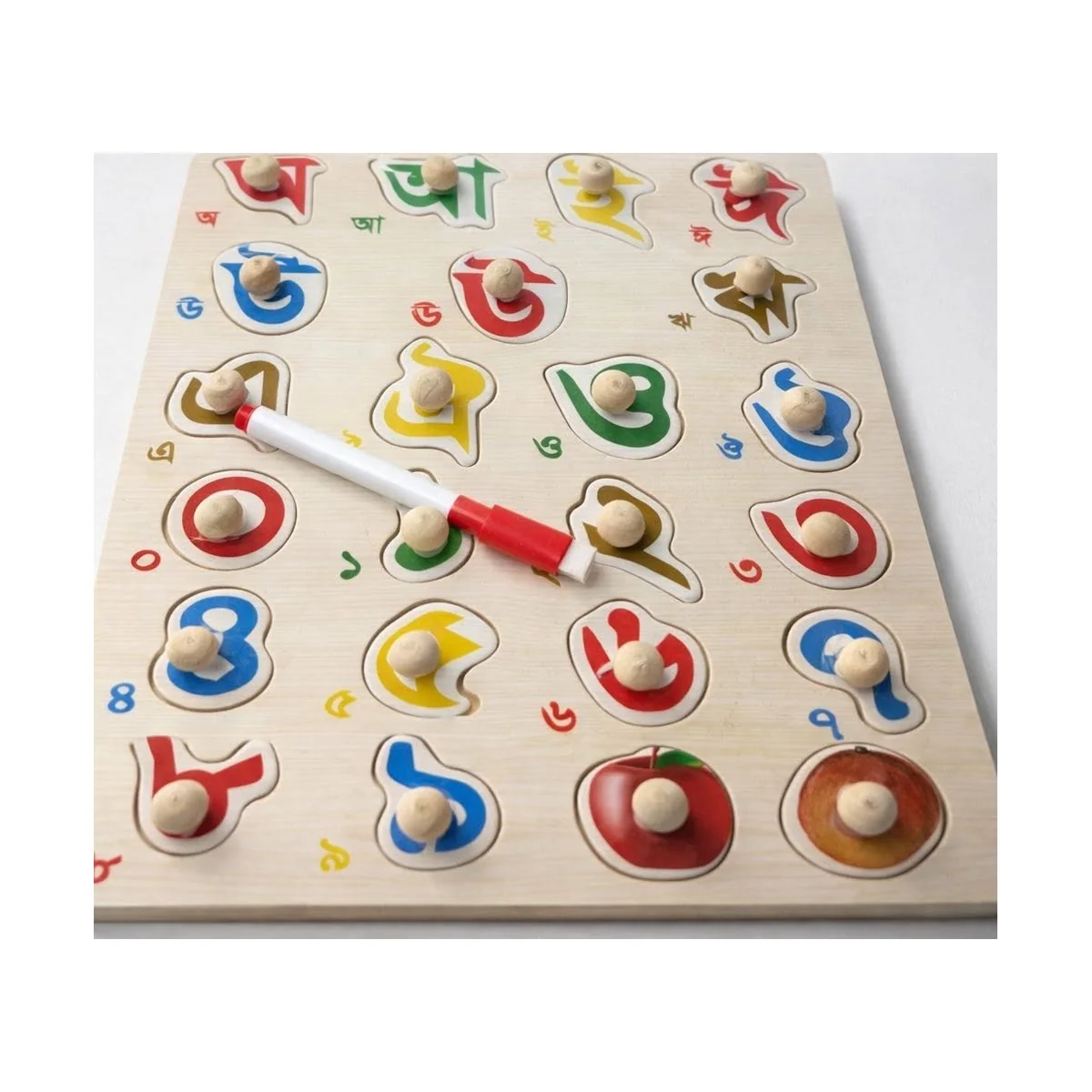Wooden Peg Puzzle Board Bangla letters