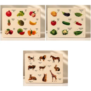 Wooden Puzzle Board fruits vegetables animals