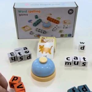 Word Spelling Game with bell and cards